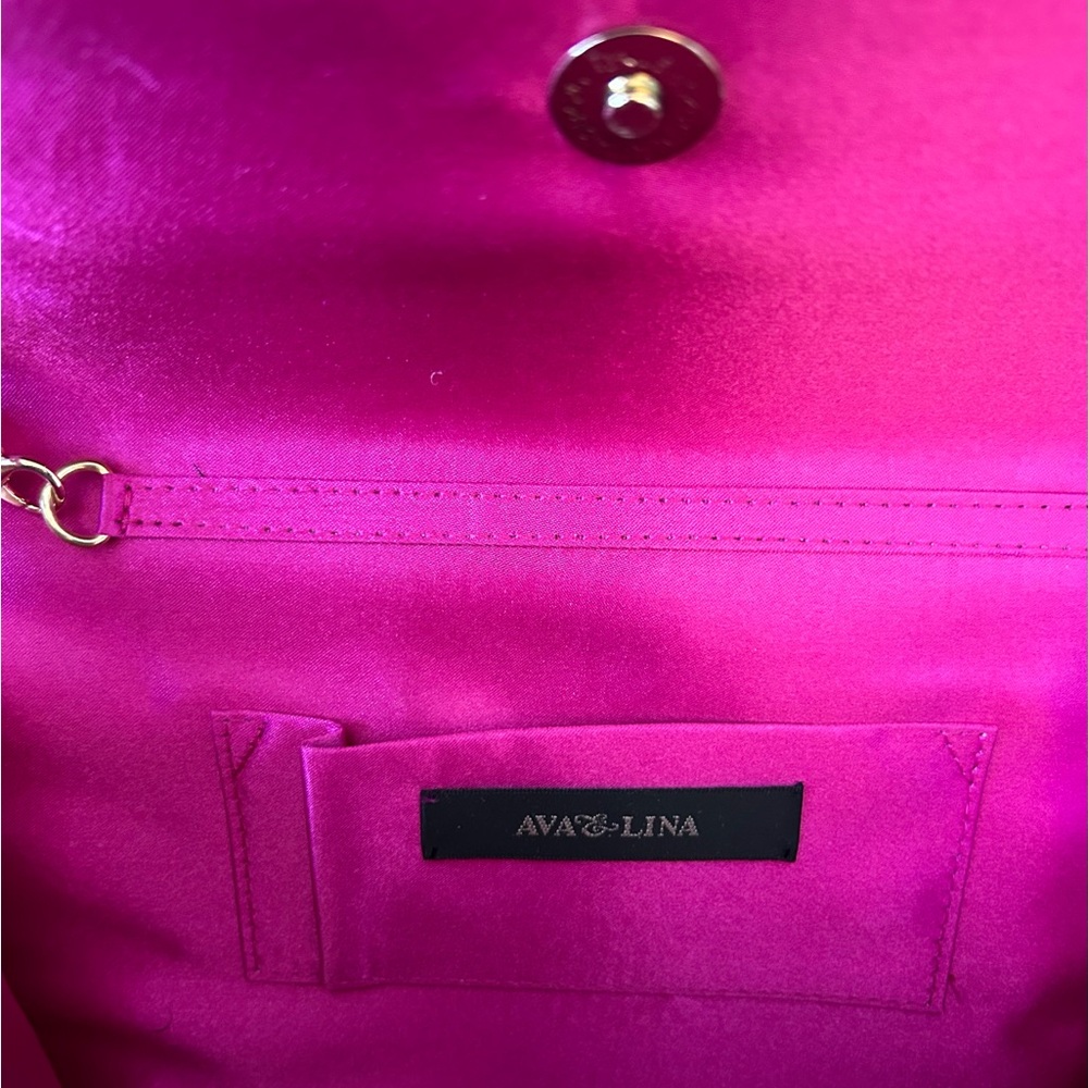 Ava & Lina Magenta Micro Suede Flap Clutch 5" x 12" x 2" - Picture 12 of 13